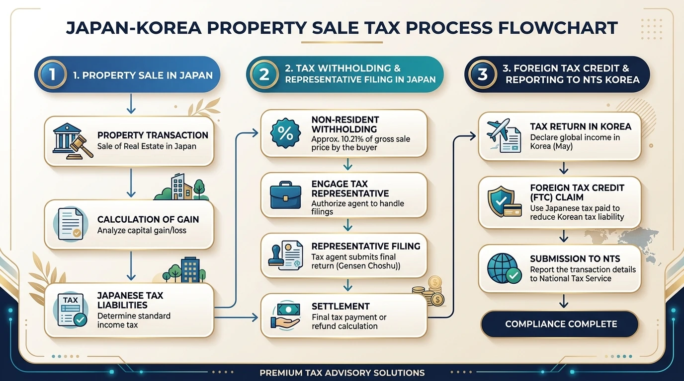 Japan Property Capital Gains Tax Flow Diagram